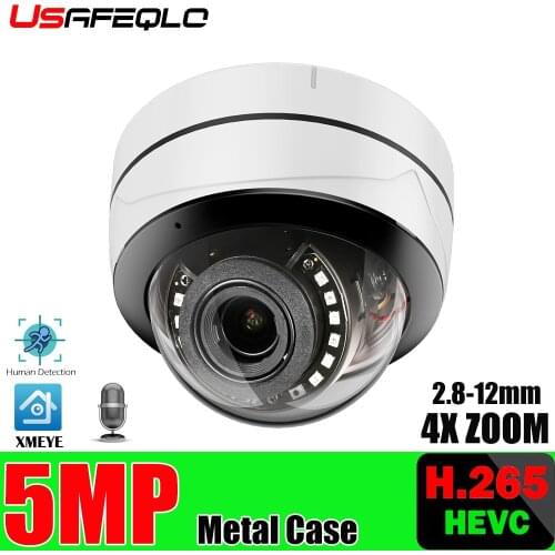 H.265 5MP/3MP POE IP Camera 5X Zoom Built-in Microphone Audio Indoor/Outdoor Security Camera IR 30m Onvif Waterproof Dome Camera