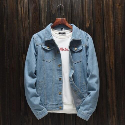 Spring Autumn Fashion Slim Fit Denim Jackets Male Cotton Casual Regular Coats Turn-down Collar Jean Coat