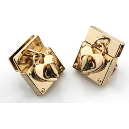 1pcs Metal Heart Shape Turn Lock Special Twist Lock Clasp for Handbag Bag Purse Luggage Hardware Closure Bag Parts Accessories