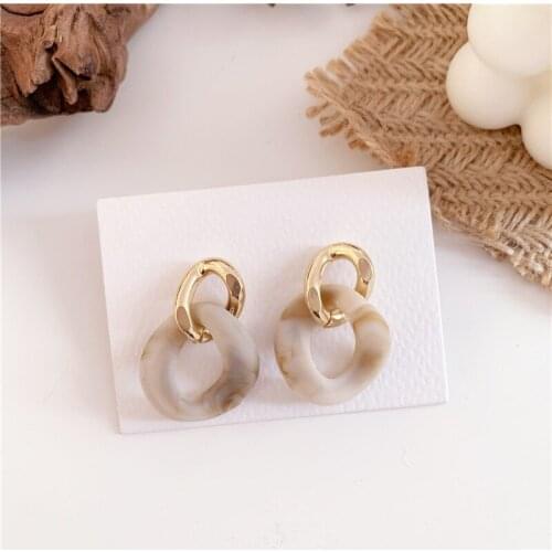 Fashion Retro Leopard Round Short Metal Resin Stud Earrings for Female Korean Ear Jewelry Birthday gifts