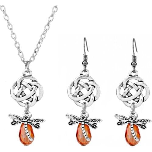 Dongsheng Fashion Outlander Necklaces Knot Cross Dragonfly Scottish Irish Gaelic Pendant Necklace Choker Necklace for Women