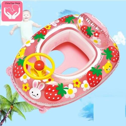Cartoon Swimming Pool Toy Baby Steering Wheel Seat Ring Children Inflatable Baby Swimming Ring Pool Accessories