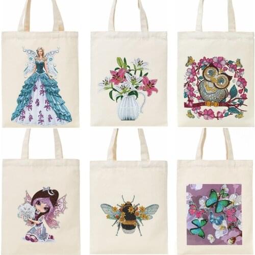 DIY Plant Animal Diamond Painting Shopping Tote Bags Mosaic Kit Rhinestone Drawing Picture Set Art Craft Shoulder Handbags Gifts