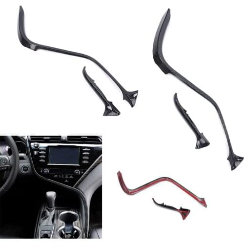 2Pcs Carbon Fiber ABS Car Styling Center Console Strip Cover Decorative Trim for Toyota Camry 2018 2019 2020 LHD Only