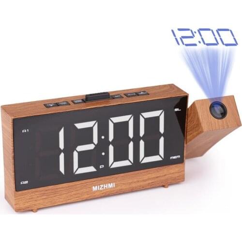 2020 new 1.8-inch multifunctional radio alarm clock with USB charging creative LED electronic alarm clock projection clock