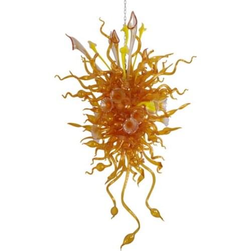 New Designer Yellow Murano Glass Hanging Chandelier Light Chihuly Style Art Decor Lamps