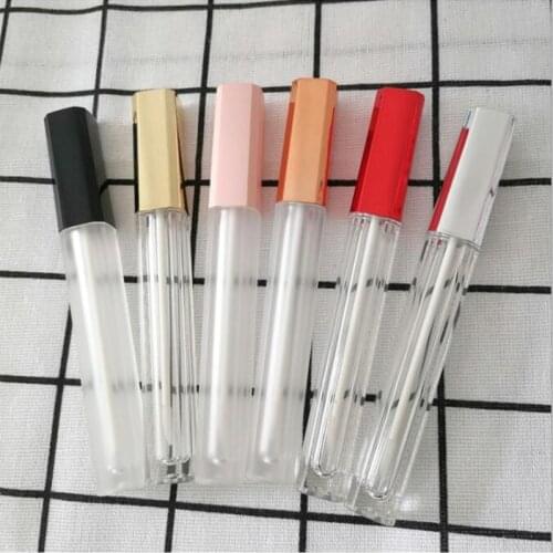 Wholesale 5ml Lipgloss Tubes Square transparent Lip Gloss Bottles Lipblam Lipstick Tubes Lip Bottles Makeup Refillable Bottles