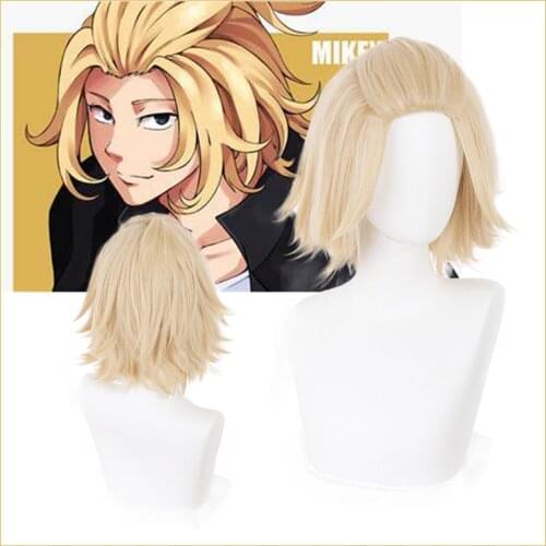 Tokyo Revengers Anime Cosplay Wig Manjiro Sano Mikey Light Blond Short Hair Heat Synthetic Fiber Hair + Free Wig Cap Role Play