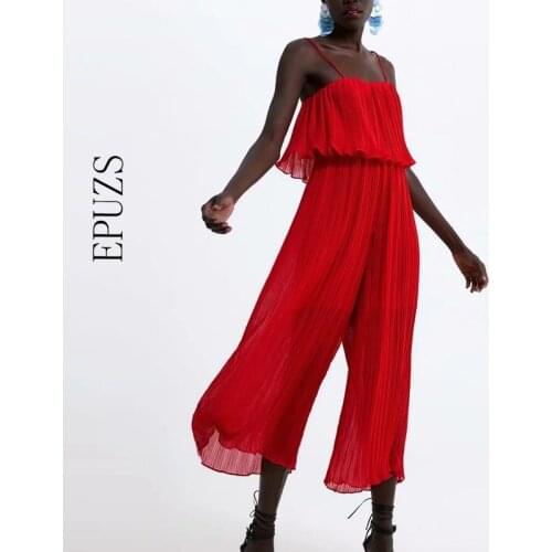 Sexy red off shoulder Jumpsuits Elegant chiffon rompers womens jumpsuit Casual Wide Leg Pant Jumpsuit lady Overalls for women