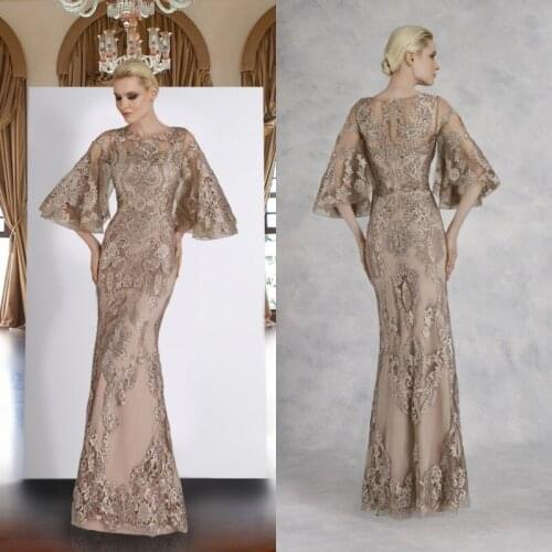 2020 Latest Mother Of The Bride Dresses 3/4 Sleeve Lace Appliqued Mother Of The Groom Gowns Plus Size