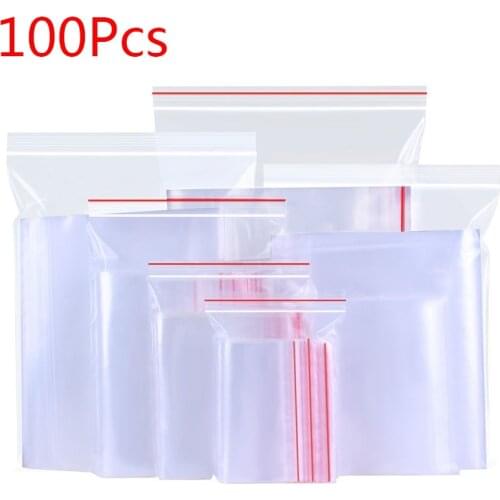 100Pcs/Bag Small Zip Lock Plastic Bags Clear Bag Shoe Bag Vacuum Storage Bag Poly Clear Bags Thickness 0.05mm