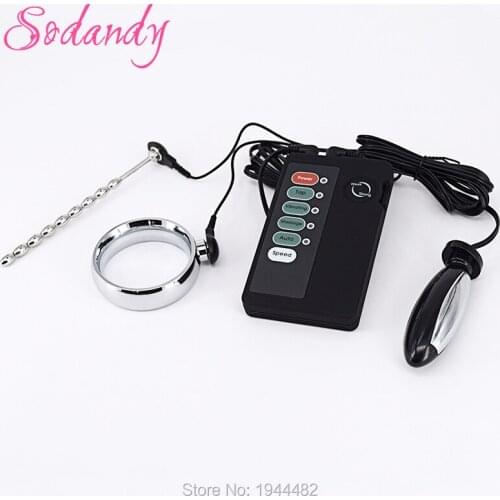 Penis Plug Electro Shock Urethral Sounds Stretcher Dilator Stainless Steel With Anal Plug E-Stim Cock Ring Electric Kit Sex Toys