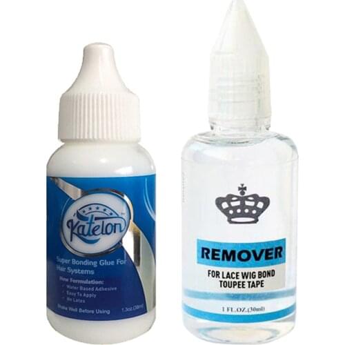 Salon Front Lace Wigs Glue Adhesive 1.34 oz Hairpiece Hair Bonding Glue with 30ml Wigs Adhesive Glue Remover Liquid Hairs Tools