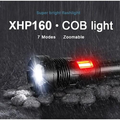 XHP160 COB LED Strong Flashlight Torch USB Rechargeable High power led flashlights Tactical Flash Light XHP90 Camping Work Light