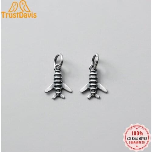 TrustDavis Real 925 Sterling Thai Silver Fashion Small Planes Charm Pendant Handmade DIY Accessories Wholesale Jewelry DZ420