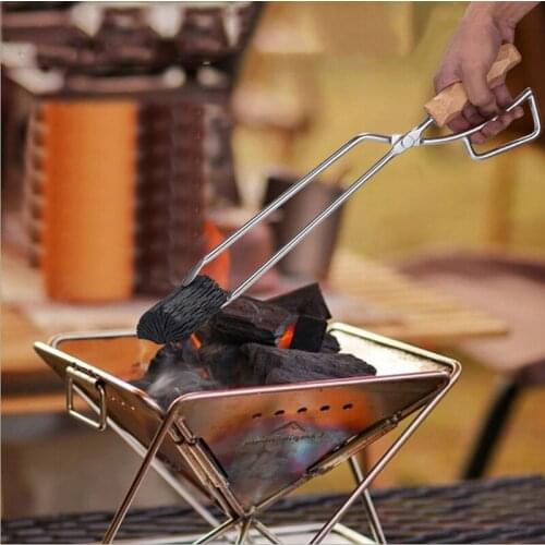 Barbecue Carbon Clip Long Handle Tongs Stainless Steel Oven Charcoal Salad Tong Kitchen Tool BBQ Tools