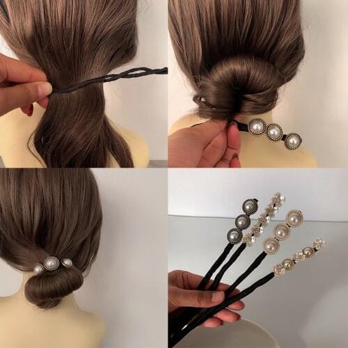 Vintage Shell Pearl Hairpin Bun Hairstyle Hair Stick Women Elegant Hair Scrunchies Flower Hair Maker Tools Hair Accessories