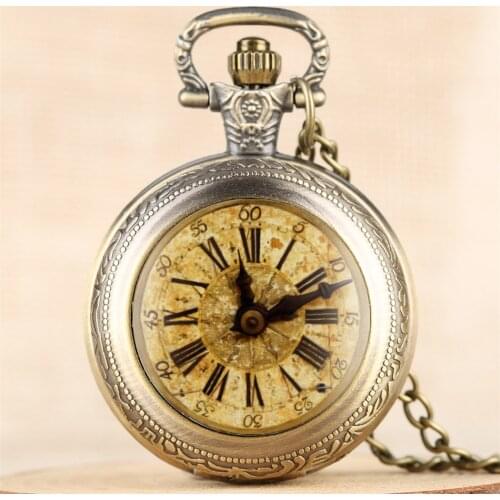 Vintage Roman Numerals Full Hunter Quartz Pocket Watch Exquisite Necklace Watches Pendant Clock Gifts