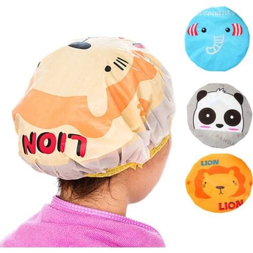 Cartoon Animal Waterproof Shower Cap Waterproof for Women Shower Hair Bonnet Bath Hair Cap Resuable Lace Elastic Band Dropship