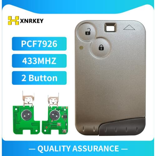 Big Discout (2pcs/lot ) Excellent Quality Green Blade 2 Button Smart Card For Renault Laguna with pcf7947 Chip 433MHZ