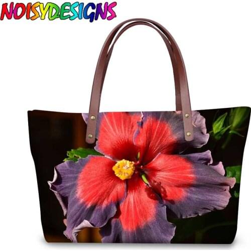 NOISYDESIGNS Hawaiian Hibiscus Flowers Printing Women Handbags Large Tote Bag for Women Vogue Handbag Bolsos Mujer Customized