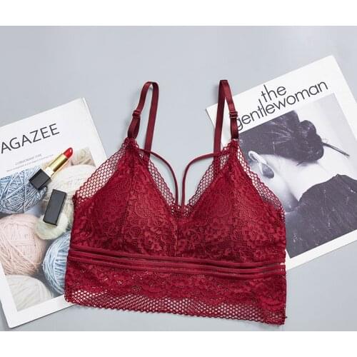 Adjusted-straps Bras for Women Lace Bralette Sexy Solid Color Seamless Bra Wire Free Underwear Brassiere Sexy Lingerie Intimates