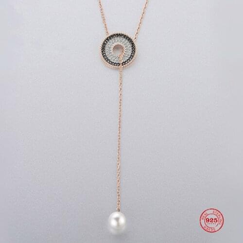 2020 New Fashion Charm Pure 925 Silver Original 1:1 Copy, Simple Design Round Pearl Wild Necklace Female Luxury Jewelry Gifts