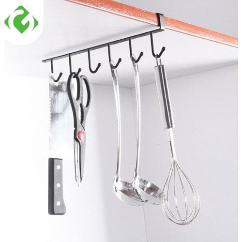 1PC New Hot Fashion 6 Hooks Metal Under Shelf Mug Cup Cupboard Kitchen Organiser Hanging Rack Holder GuanYao