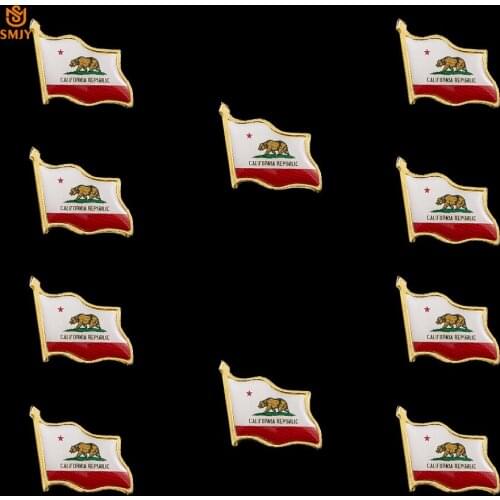 10PCS California Flag Enamel Pins Customized American Flag Gold Plated Lapel Brooch Collectible Jewelry Badge Suit Accessories