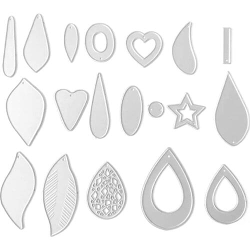 19Pcs Earring Cutting Dies Earrings Cut Template Die-Cut Leather Teardrop Leaf Die Cutting Molds for Making Earrings DIY X4YA