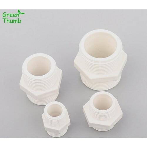 2pcs Outside Diameter 20mm/25mm/32mm/40mm White PVC Male Thread Straight Connector Pipe Fitting Adapter For Garden Irrigation