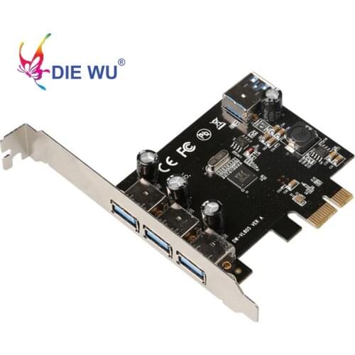 3+1 Ports USB3.0 Expansion card for VIA PCI Express X1 to 3 external +1 internal PCIe Riser card TXB049