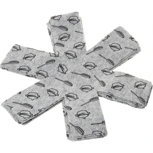 6PCS Pot Pan Protectors Gray Print Premium Divider Pads Scratching Separate