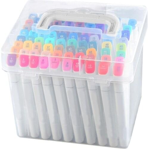 80 80 Slot Plastic Carrying Marker Case Holder Storage Organizer Box for Paint Sketch Markers-Fits for Markers Pen from 15mm to