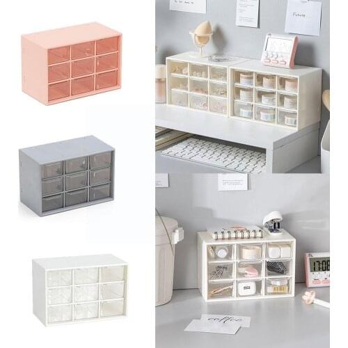 9 Grids Desktop Storage Box Jewelry Drawer Pearl Beads Plastic Boxes Earrings Container Storage Cosmetic Makeup Organizer H6W7