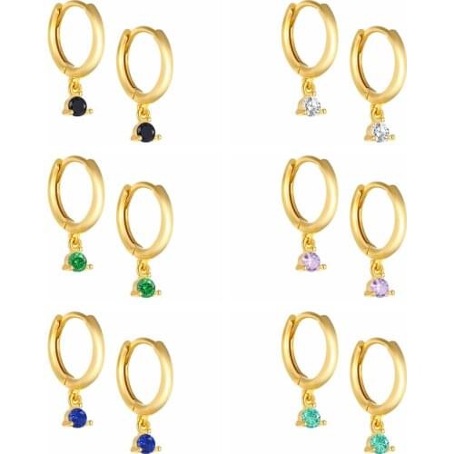 Aide 6 Colors Zircon Huggie Earrings For Women 925 Sterling Silver Pendientes Loop Earring Luxury Jewelry Joyero Girls Gift CZ