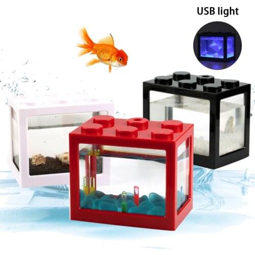 Transparent Betta Fish Tank Office Goldfish Fish tank Fighting Cylinder aquarium Rumble Mini Aquarium Building Block Fish Tank
