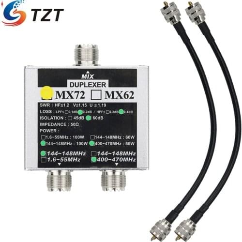 TZT MX72 2-Way Antenna Combiner Splitter VHF UHF Accessories For Walkie Talkie Two-Way Radio
