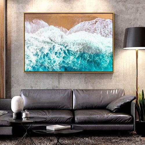 Artcozy Oil Canvas Painting drone_photography_ocean_beach_waves For Home Decoration Wall Art