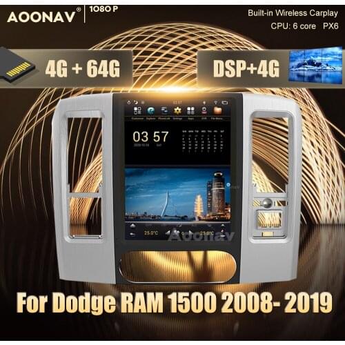 Android 9.0 PX6 Tesla screen Car Radio For Dodge RAM 1500 2008- 2019 Car Stereo radio multimedia player head unit