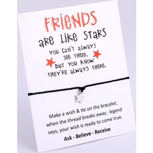 Friends Star Heart Friend Thank You Charm Bracelets Adjustable Chain Jewelry Women Girl Friendship Gift Drop Shipping