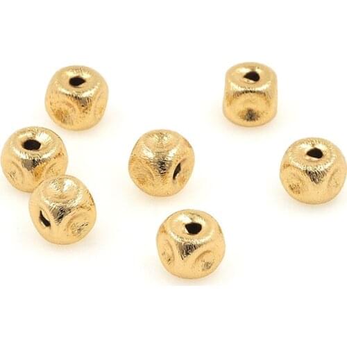 10PCS Brushed Square Beads,Square Spacer Beads,Brass Gold-Plated Nickel-Free DIY Jewelry 6.8x6MM