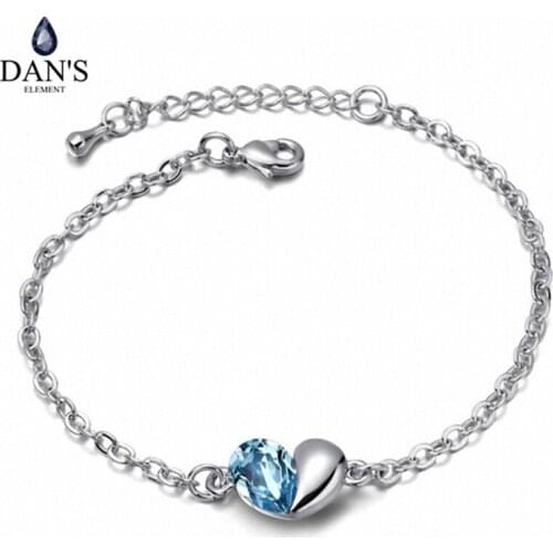 DANS ELEMENT Brand Real Austrian Crystals New Fashion heart Bracelet for women Gift 88755