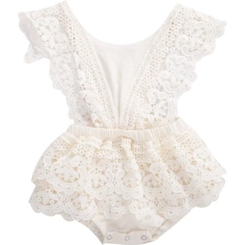 Newborn Baby Girl Romper Summer Sleeveless Lace Ruffle Tutu Bodysuit One-Piece Clothes