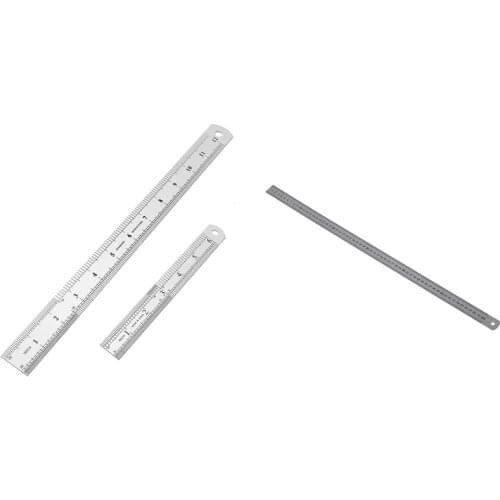 Stainless Steel 60cm 23.6 Inch Measuring Long Straight Ruler with Stainless Steel Ruler 12 Inch + 6 Inch Metal Rulers