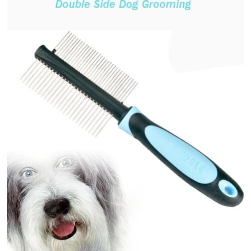 Double Sided Pet Comb Stainless Steel Grooming Comb for Dogs & Cats Pet Hair Comb for Home Grooming Kit Removes Knots Mats