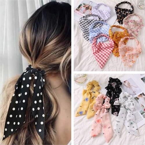 IFKM Korean Candy Color Hair Scrunchies For Women Floral Bow Ponytail Holder Hairband Scrunchy Hair Ties Hair Accessories