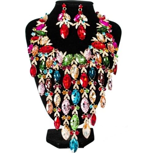 LAN PALACE NEW luxury crystal bridal jewelry set party jewelry necklace and earrings free shipping