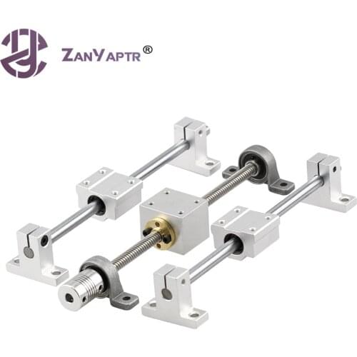 Guide rail kits T8 Lead Screw 200/300/400/500mm+Optical axis+KP08 bearing +screw nut housing mounting bracket for 3D printer
