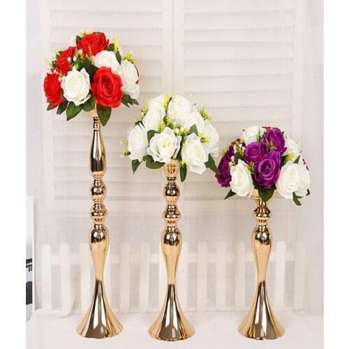 Metal Candle Holders Flowers Vase Candlestick Centerpieces Road Lead Candelabra Centerpieces Wedding porps Christmas deco